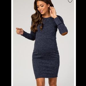 PinkBlush Navy Suede Elbow Patch Maternity Dress M